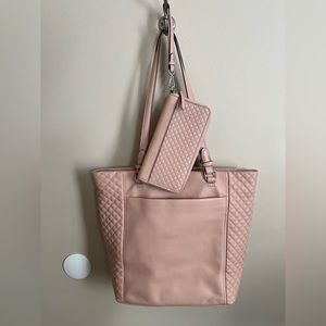 Vera Bradley North South Large Carry All Tote & Wallet in Pink Sand Leather